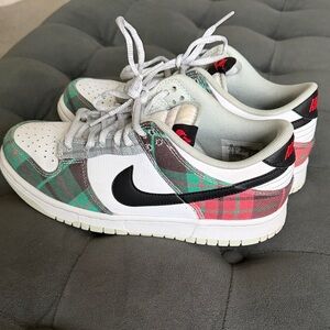 Nike Dunk Low Red and Green Tartan